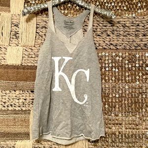 NWT Majestic Threads gray sparkle terry cloth swing tank top Kansas City Royals